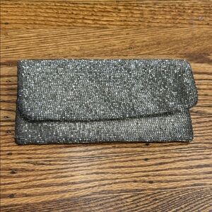 Moyna Silver Beaded Clutch Bag